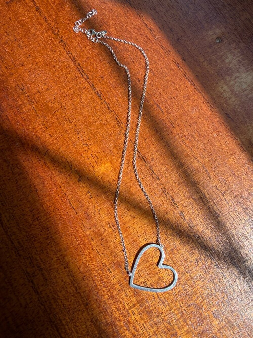 925 Sterling Silver Open Heart Necklace Italy Minimalist Pendant Quiet Luxury